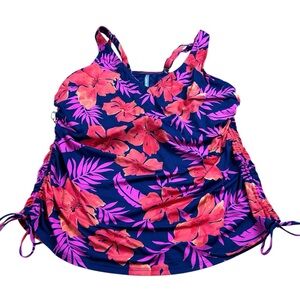 Lands’ End Bra Size Underwire Tankini Top Floral Tropical - Size 16 DDD